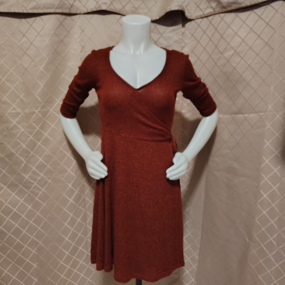 Adam Levine Collection Rust Long Sleeve Dress